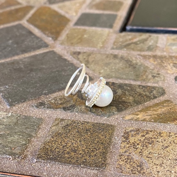 Pearl & Silver Rhinestone Hair Spinners - Picture 6 of 6